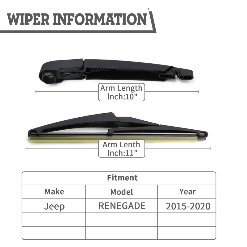 HODEE Rear Wiper Arm Blade Nut Set Replacement for Jeep Renegade 2015-2021,Fiat 500X 2016-2022,Back Windshield Wiper Assembly with Window Wiper Cap Cover Accessories,OE:68256590AA - Image 2
